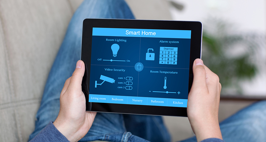 The ability to access and control security components from a mobile device is one of the top smart home trends in Joplin. Close-up of smart home security app.